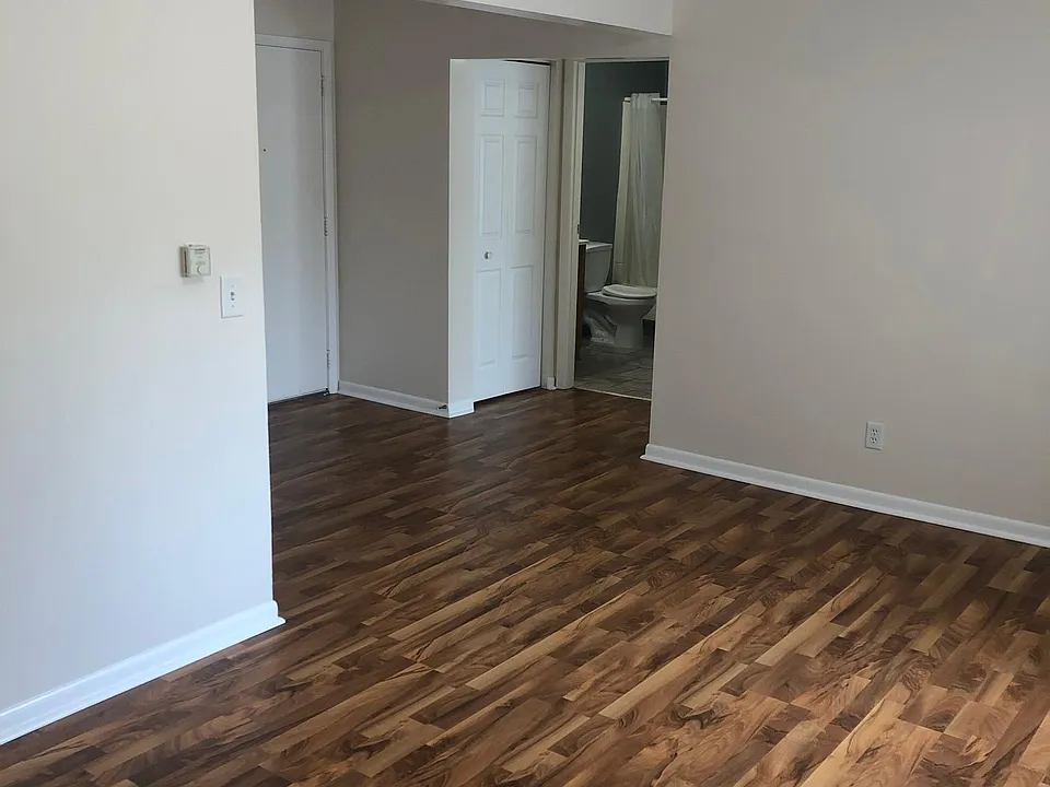 Living room looking toward the bathroom