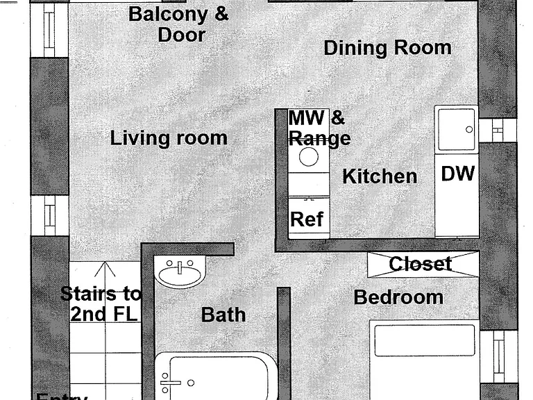 Layout - Not drawn to scale. 2nd/Top floor apartment