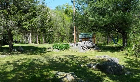 large side yard and storage shed