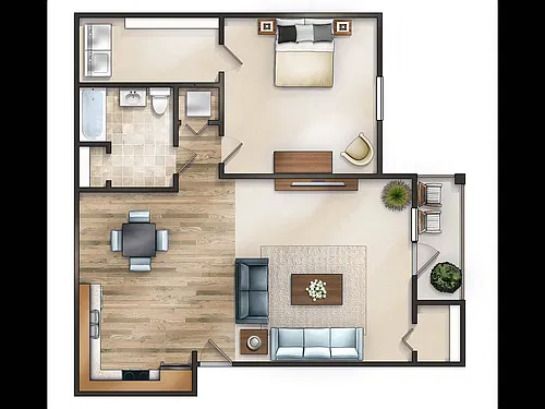 Floor plan 1 Bed, 1 Bath