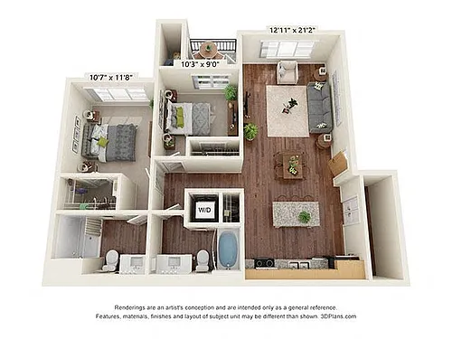Floor plan Two Bedroom - D2
