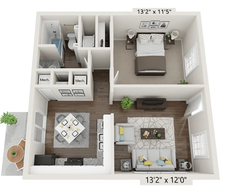 Floor plan 1 Bed 1 Bath