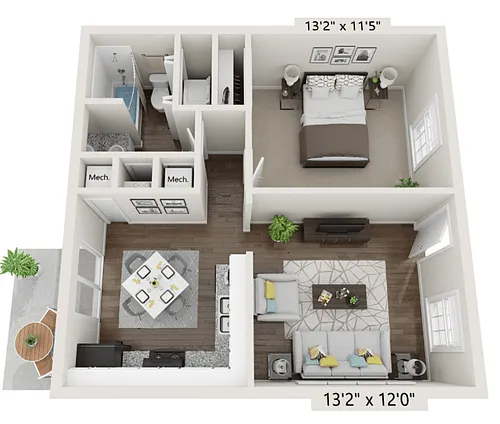 Floor plan 1 Bed 1 Bath