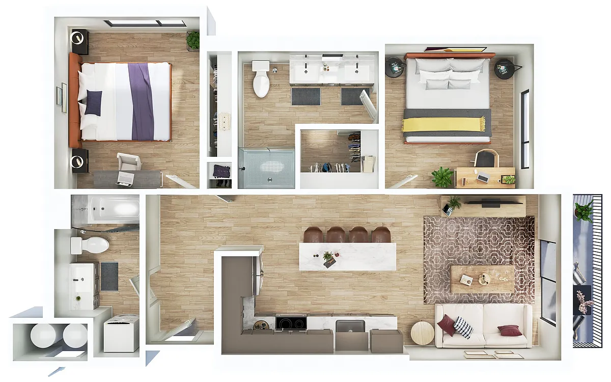 Floor plan Riverfront - 2BR/2BA