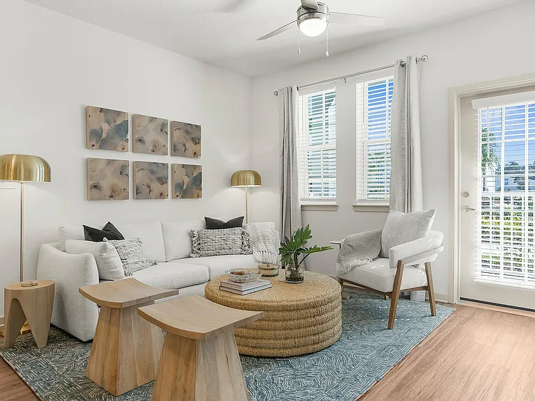 Experience elegance and comfort in this chic living space filled with natural light.