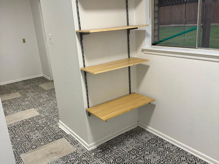 Extended pantry or storage area. Fits a daybed or desk.