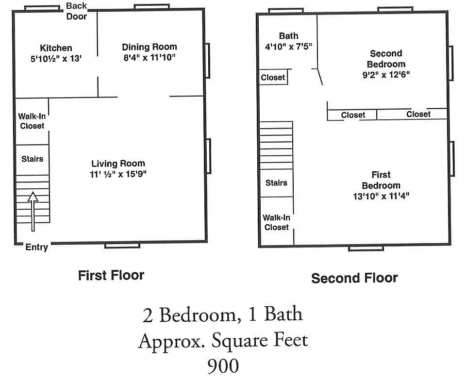 Floor plan 2 Bed, 1 Bath, Traditional