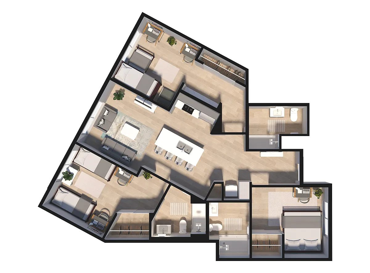 Floor plan Three Bed - Penthouse