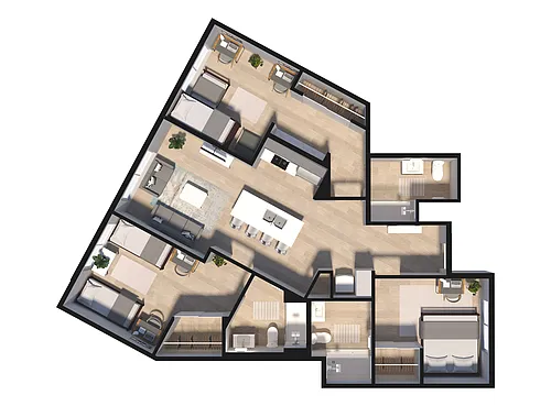 Floor plan Three Bed - Penthouse