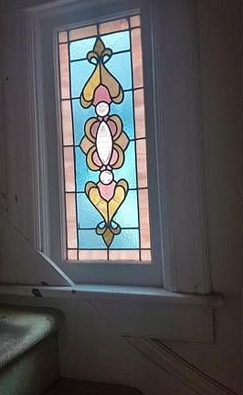 Stained glass in stairwell.