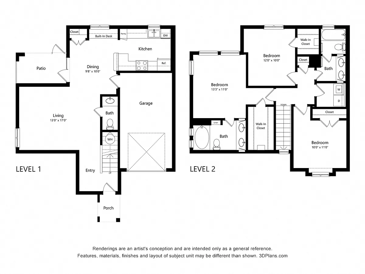 Floor plan Three Bedroom Townhome - C6 (Wheelchair Accessible