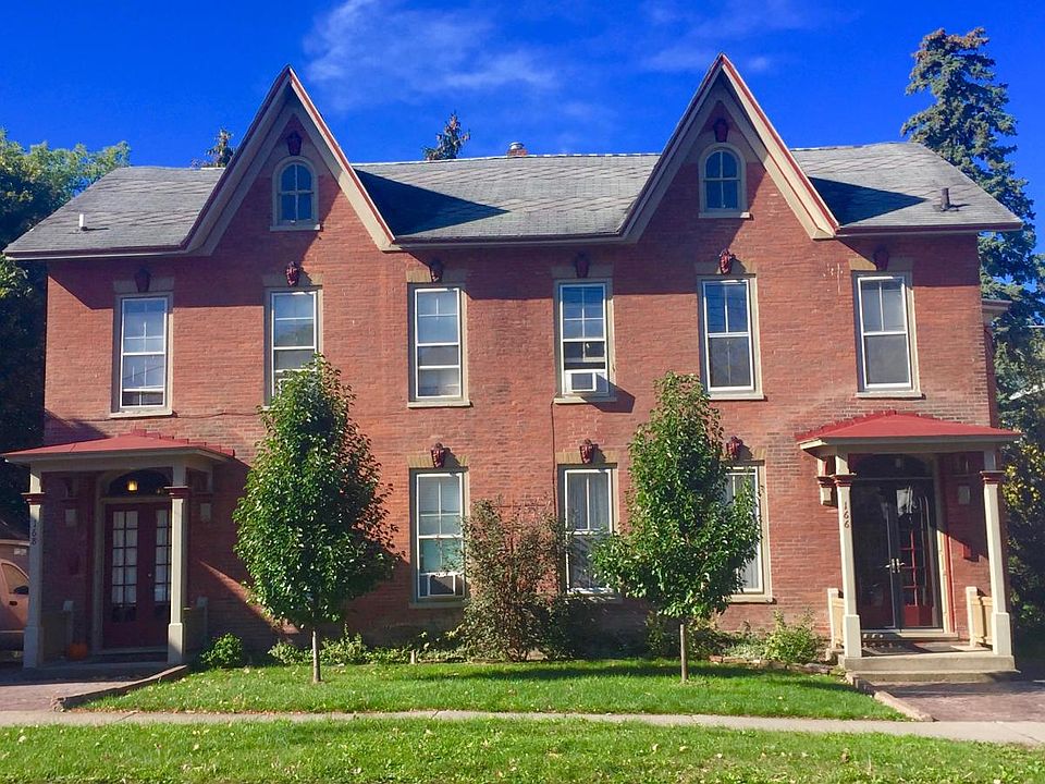 Exterior view of home of historic, brick home