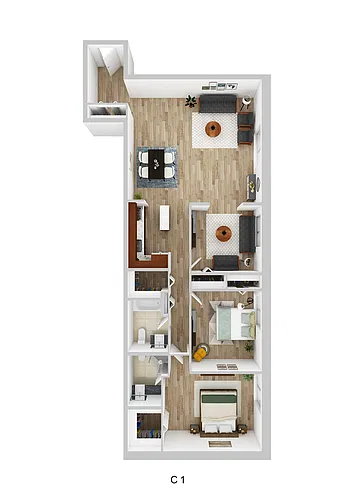 Floor plan 3 Bedroom / 2 Bath (C1)