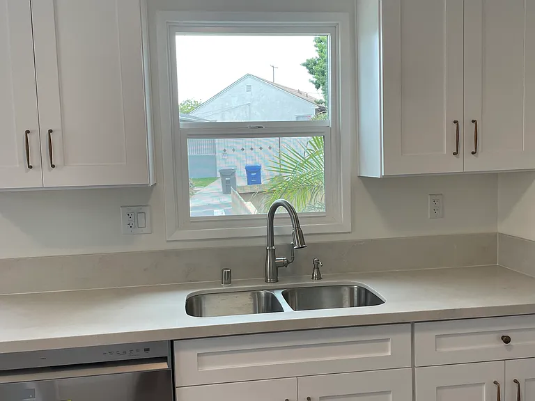 New stainless steel sink and front yard view!