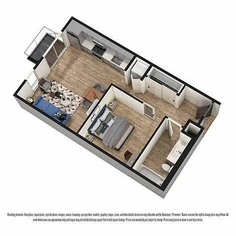 Floor plan Open 1-Bed G