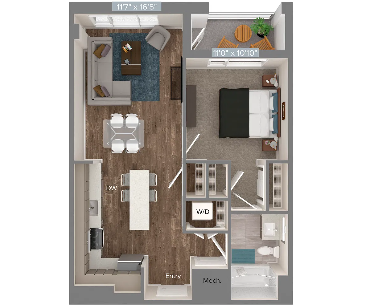 Floor plan A2-692sf-U