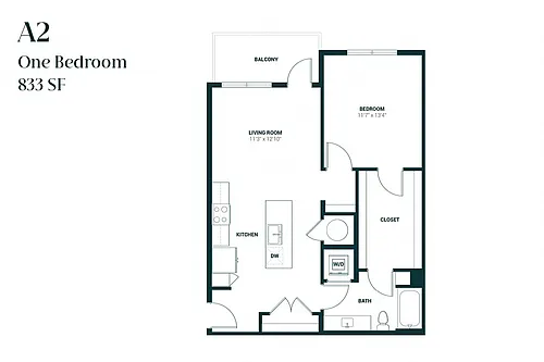 Floor plan One Bedroom A2