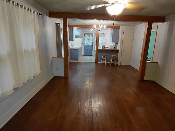 Looking from front door through house