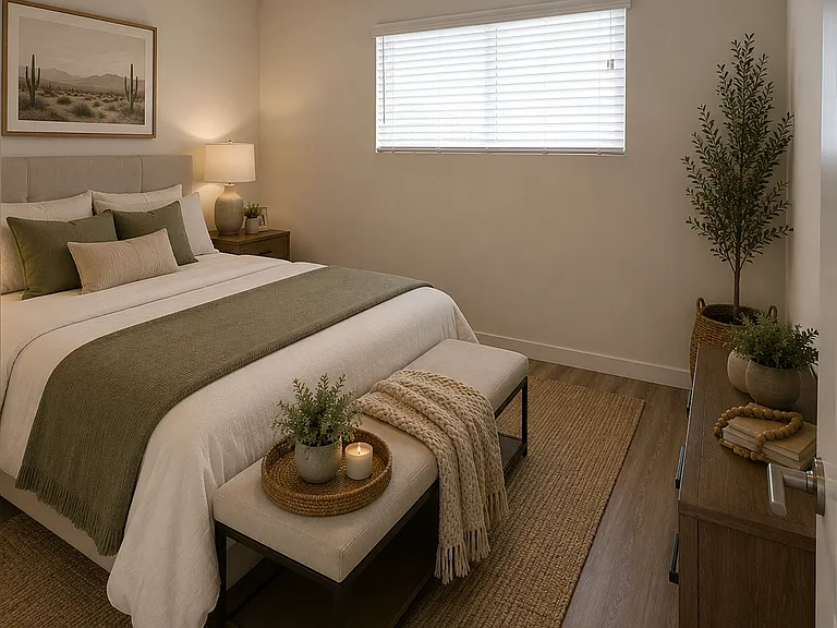 Flat Level Secondary Bedroom- Digital rendering -measurements/proportions approximate