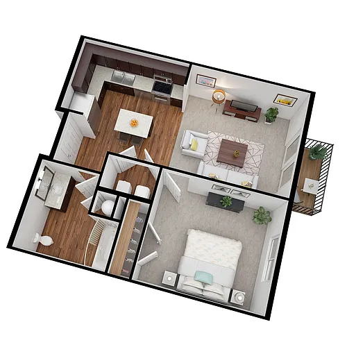 Floor plan Oaks I One Bedroom