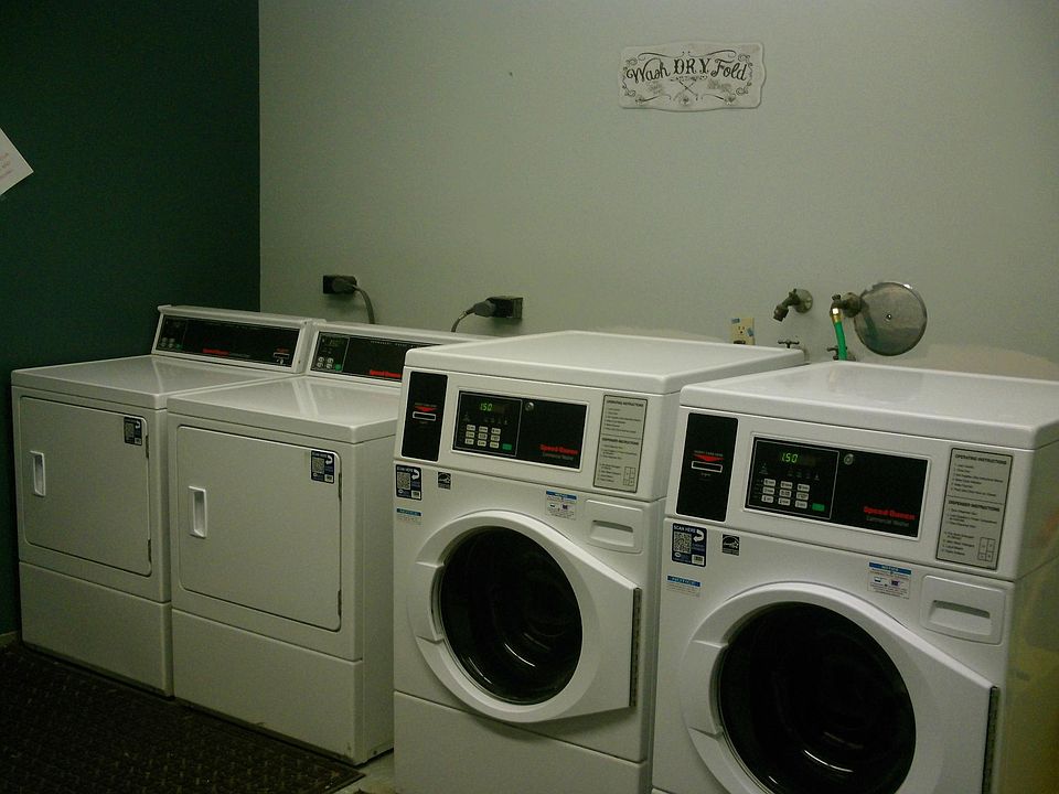 Energy efficient washer and dryers in community building.