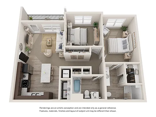 Floor plan Two Bedroom Two Bath B