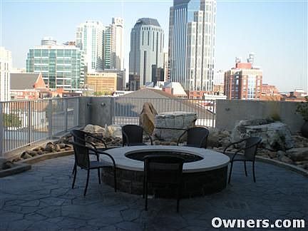 Encore gas firepit and Nashville skyline