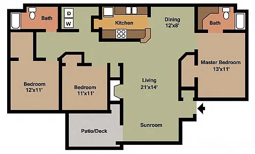 Floor plan 3bed - 2bath