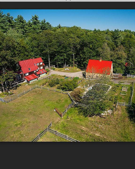Aerial photo of house & barn