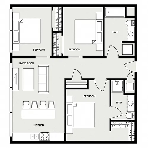 Floor plan 3 Bed 2 Bath