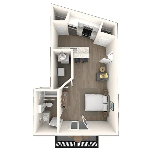 Floor plan Studio 0x1 447 SF