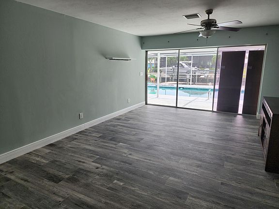 view from dining room to pool area