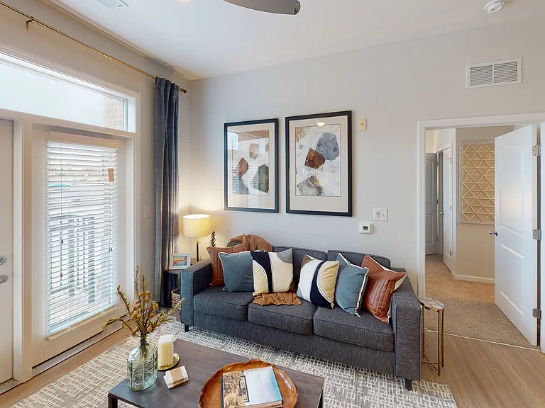 Bright and Modern Living Room at Ralston Apartments in Downtown Indianapolis