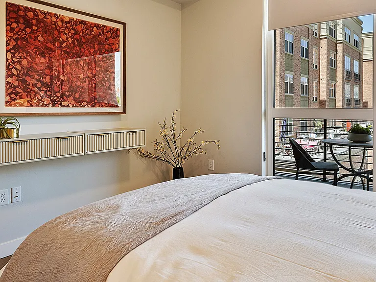 Alternate view of Jade bedroom with cozy atmosphere