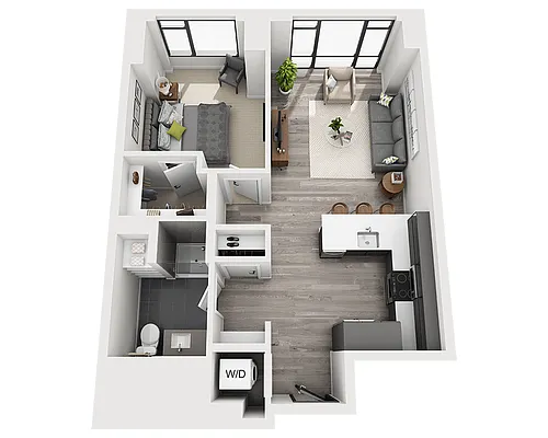Floor plan One Bedroom A1AR