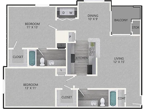 Floor plan 2 BEDROOM