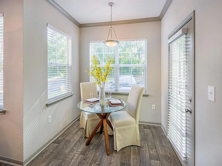 Dining area with door to patio