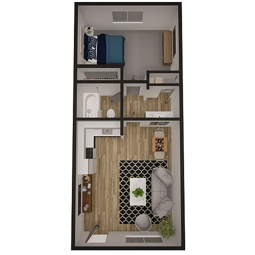 Floor plan 1x1 613sf Classic