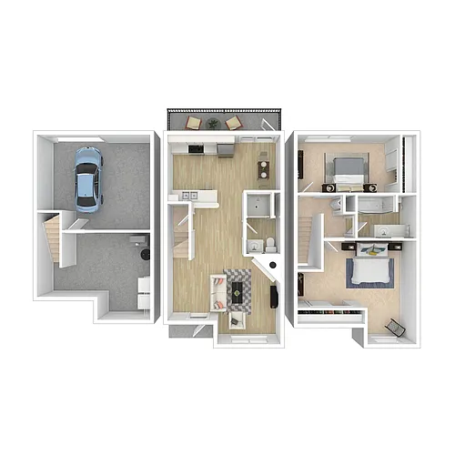 Floor plan BTH - 2 Bedroom Townhome with Attached Garage