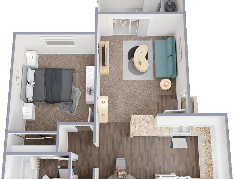 1 Bedroom 1 Bath Floorplan Diagram