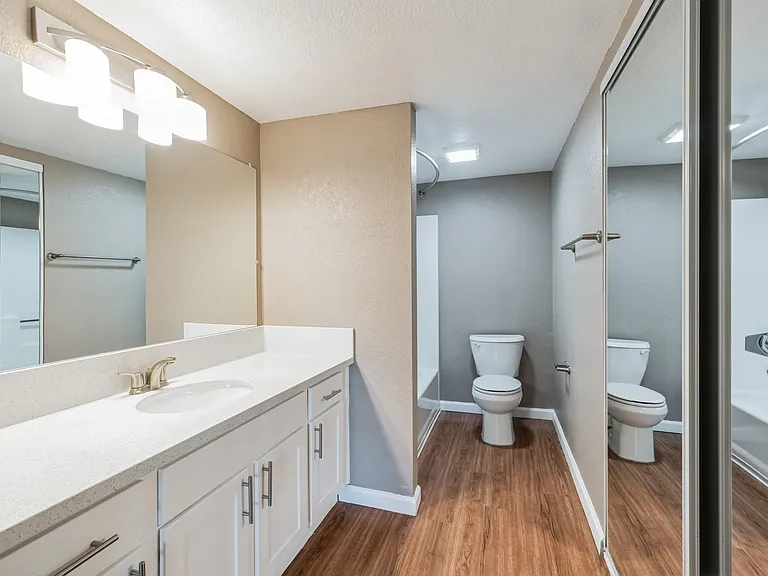 Our Premium Bathroom in a Two Bedroom Two Bath Apartment at Meadow Creek Apartments in San Marcos, CA