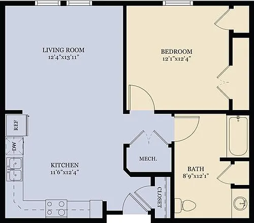 Floor plan 1 Bedroom