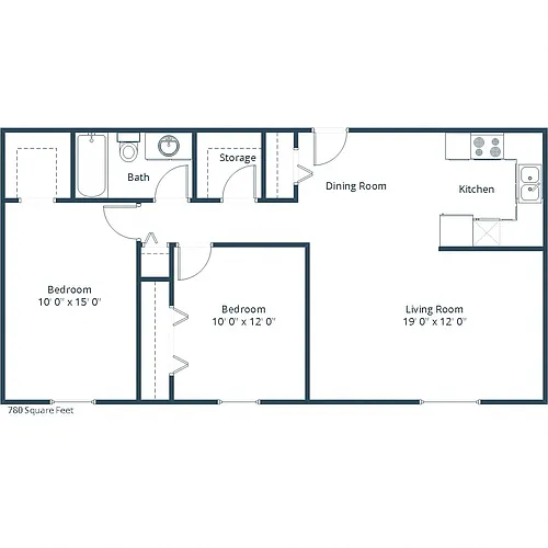 Floor plan Two Bedroom 21A