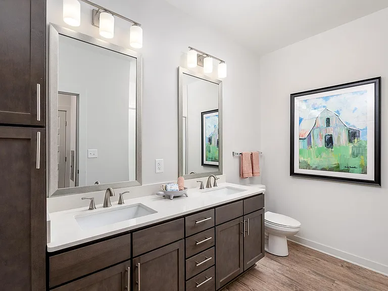 Hickory Model Primary Bathroom with Double Vanity Sinks