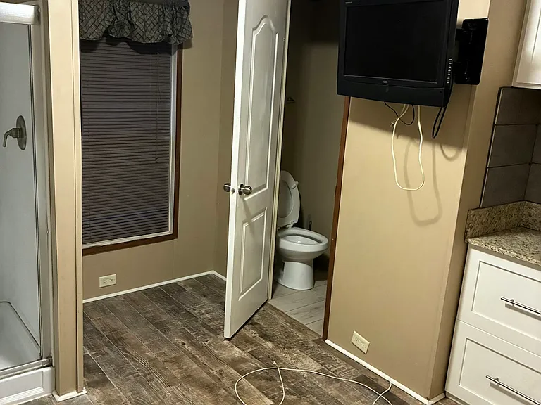 Powder room and TV