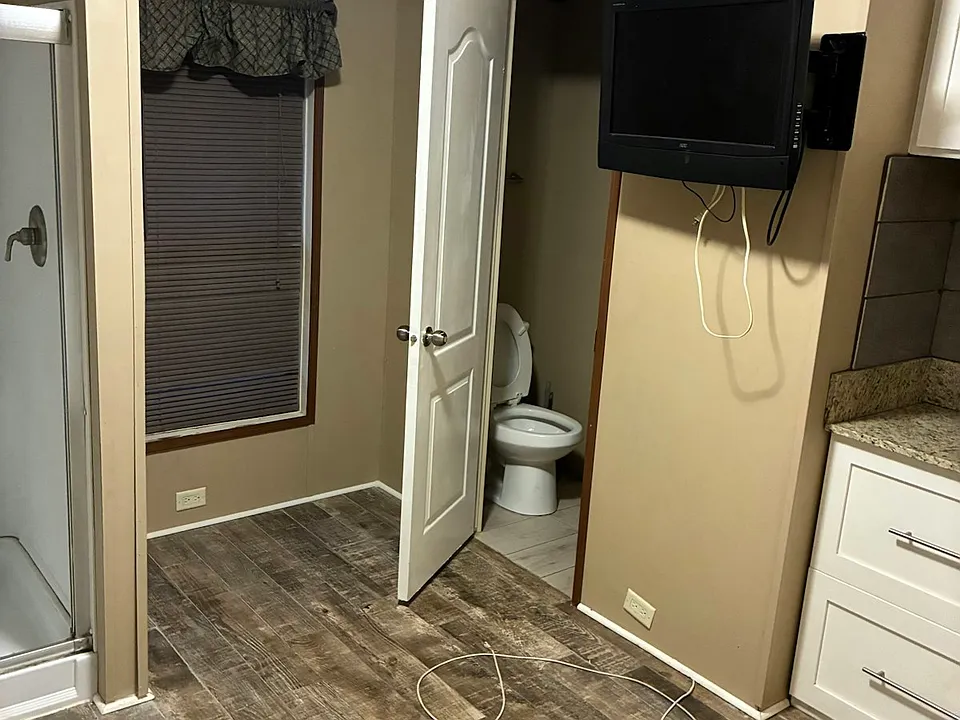 Powder room and TV
