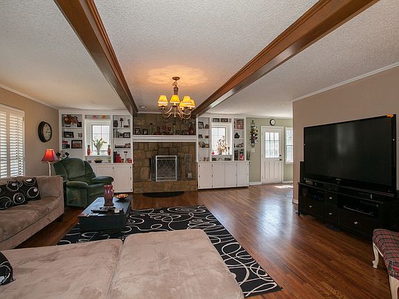 Built-ins and wood burning fireplace