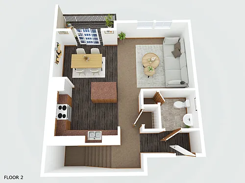Floor plan 2 Bedroom - 2 Level Apartment