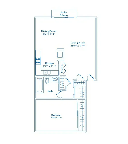 Floor plan 1 Bedroom Apt upper floor