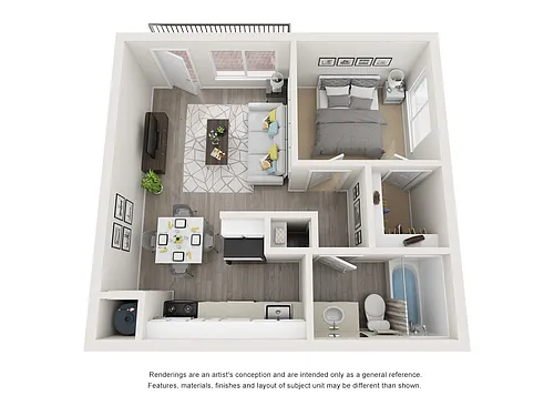 Floor plan 1 Bed 1 Bath A